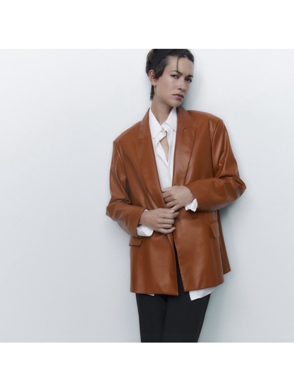 Zara Faux leather Oversized blazer - Picture 2 of 12